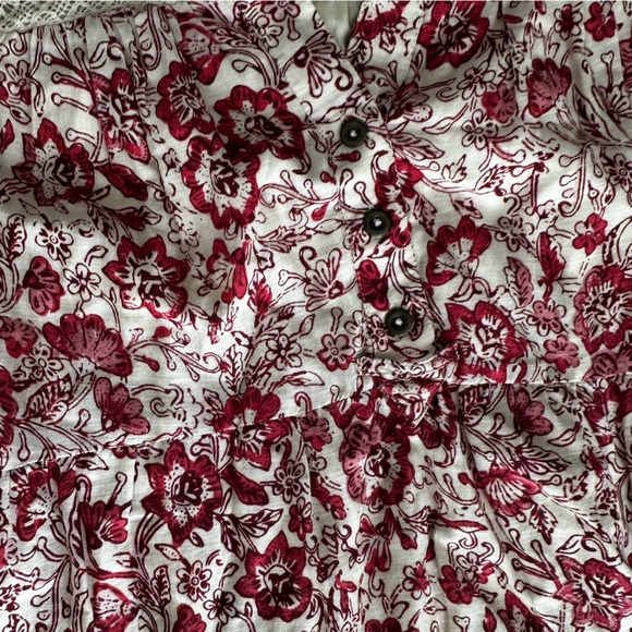 Anthropologie Georgina Mini Spring Boho Cotton Dress Pink Floral Trim - Picture 7 of 16